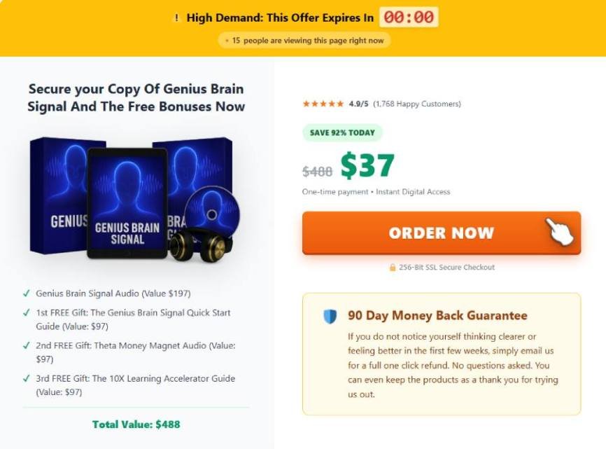 Limited-time pricing display for Genius Brain Signal